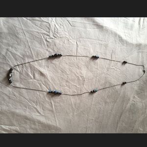 Limited black, iridescent long beaded necklace (45”)
